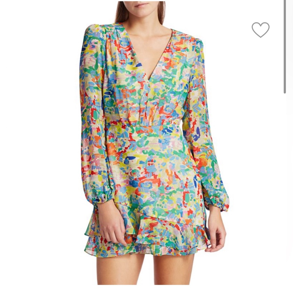 NWOT Saloni Ayla Multicolor Paint Silk Mini A-Line Dress